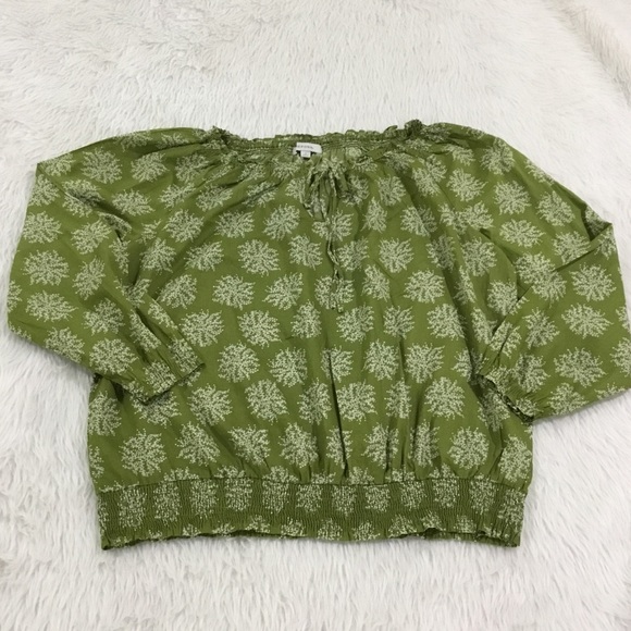 Merona green floral peasant summer top plus size 2 - Picture 1 of 6